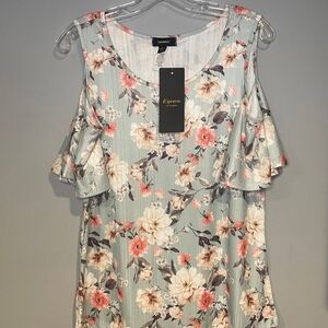 Espresso Los Angeles Womens Cold Shoulder Blue Floral Print Size Large